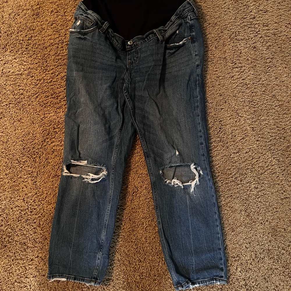 Abercrombie & Fitch Dark Blue Ankle Straight Jeans with pregnancy band